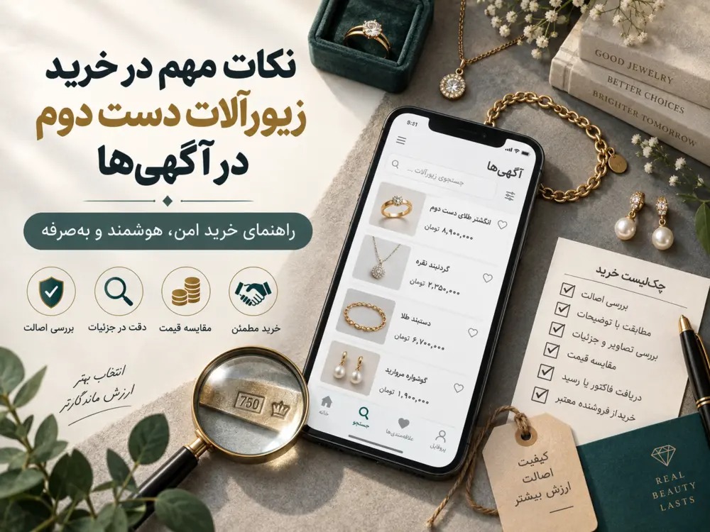 راهنمای خرید امن زیورآلات دست دوم در آگهی‌ها با بررسی عیار، قیمت و فروشنده